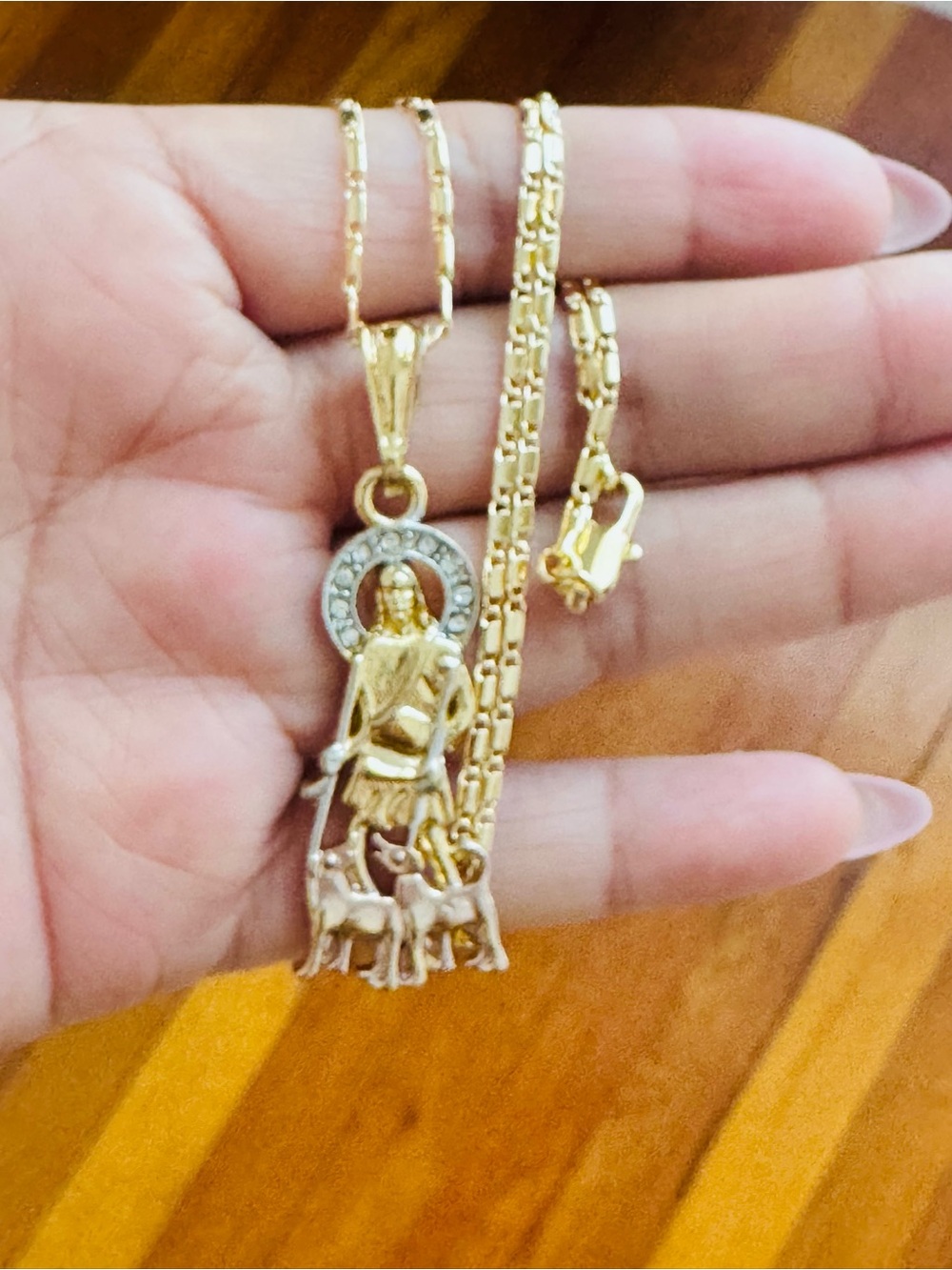 14K Gold Plated Saint Lazarus Pendant Necklace - Elegant Religious Charm. New